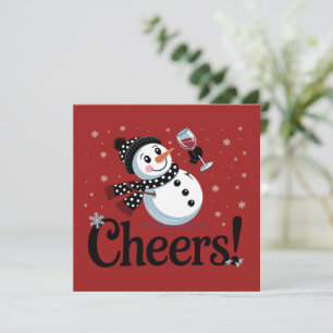 Klinkers Wijn Kerst Sneeuwman Kerstmis Drinken Win Feestdagenkaart