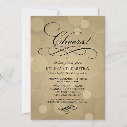 Klinkt Champagne Goud Bedrijfs Kerstfeest Kaart (Voorkant)