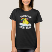 Klinkt een hometelling met me in Rubber Duck Rainb T-shirt (Voorkant)