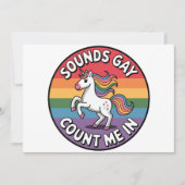 Klinkt Gay Doe Mee Eenhoorn Regenboog Vlag LGBT  Kaart (Voorkant)