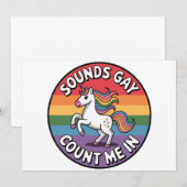 Klinkt Gay Doe Mee Eenhoorn Regenboog Vlag LGBT  Kaart (Voorkant / Achterkant)