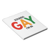 Klinkt Gay Ik ben in Funny Pride Month Pride Flag Notitieblok (Schuin)