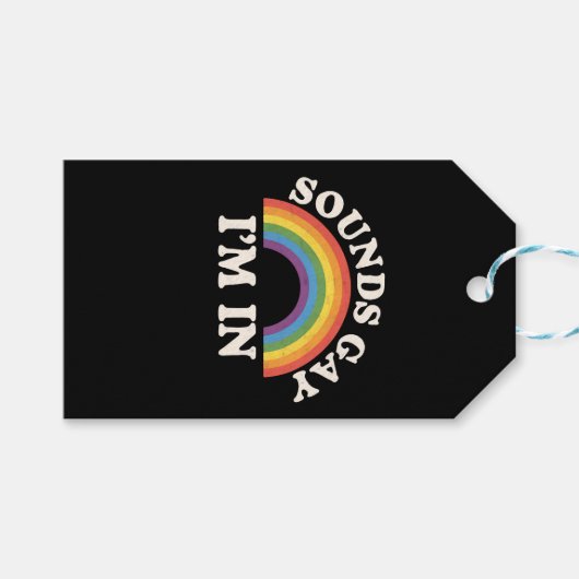 Klinkt gay Ik ben in Grappige LGBTQ Pride Rainbow Cadeaulabel (Voorkant (Horizontaal))