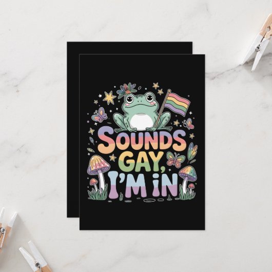 Klinkt gay Ik ben in kikkerontwerp Kaart (Voorkant / Achterkant in situ)