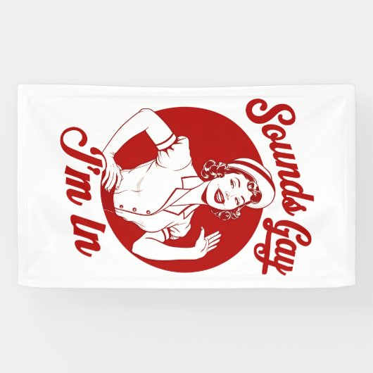 Klinkt gay ik ben in lesbisch cowgirl howdy spandoek (Horizontaal)