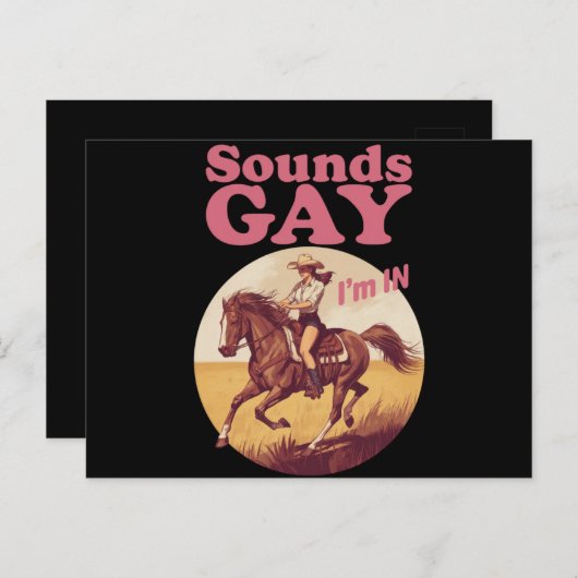 Klinkt gay Ik ben in lesbische Westerne Pride Prog Briefkaart (Voorkant / Achterkant)