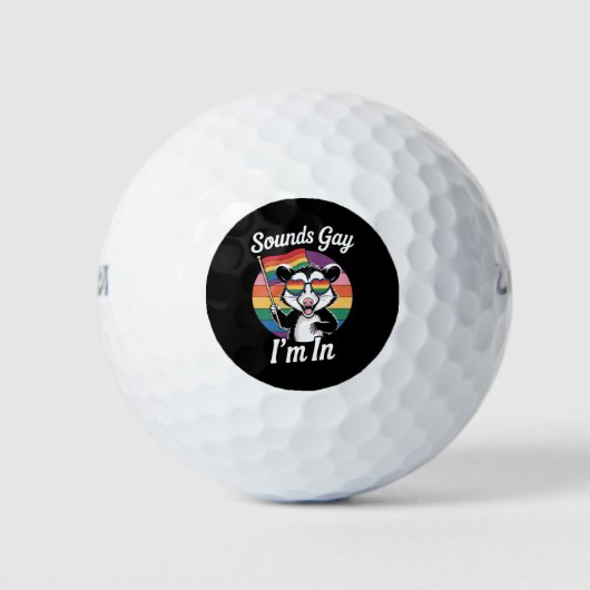 Klinkt gay Ik ben in Possum Grappig LGBTQ Pride Ra Golfballen (Voorkant)