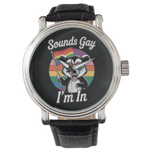 Klinkt gay Ik ben in Possum Grappig LGBTQ Pride Ra Horloge