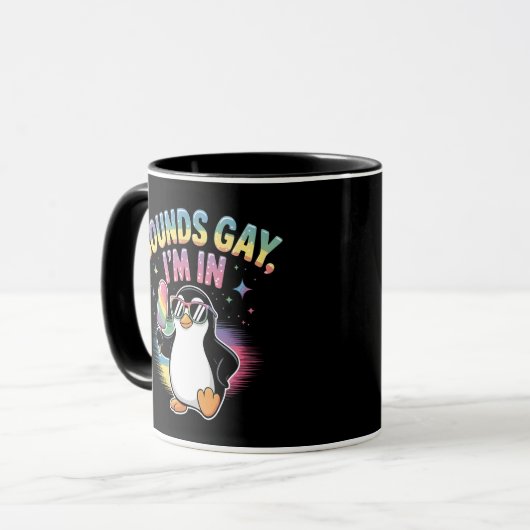 Klinkt gay Ik ben in Pride Maand Design - Penguin Mok (Voorkant links)