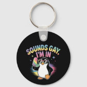 Klinkt gay Ik ben in Pride Maand Design - Penguin Sleutelhanger (Voorkant)
