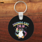 Klinkt gay Ik ben in Pride Maand Design - Penguin Sleutelhanger (Voorkant)