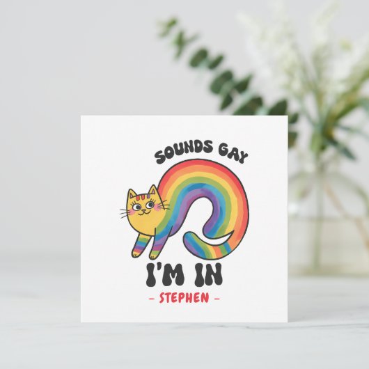 Klinkt gay, ik ben in - Rainbow Cat LGBTQ Pride (Staand voorkant)