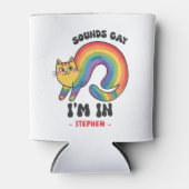 Klinkt gay, ik ben in - Rainbow Cat LGBTQ Pride Blikjeskoeler (Voorkant)