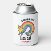 Klinkt gay, ik ben in - Rainbow Cat LGBTQ Pride Blikjeskoeler (Blikje Achterkant)