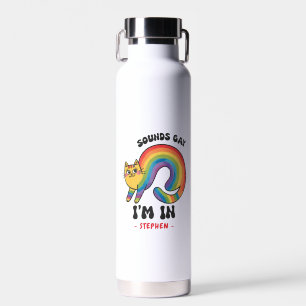 Klinkt gay, ik ben in - Rainbow Cat LGBTQ Pride Waterfles