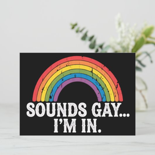 Klinkt gay Ik ben in Rainbow LGBTQ  Retro Kaart (Staand voorkant)