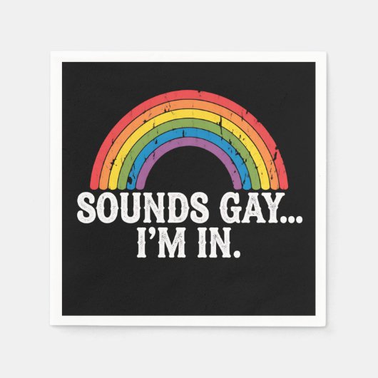 Klinkt gay Ik ben in Rainbow LGBTQ  Retro Servet (Voorkant)