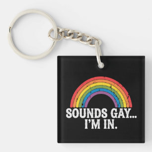 Klinkt Gay Ik Ben In Regenboog LGBTQ Vintage Retro Sleutelhanger