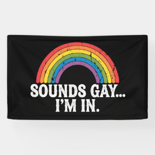 Klinkt Gay Ik Ben In Regenboog LGBTQ Vintage Retro Spandoek