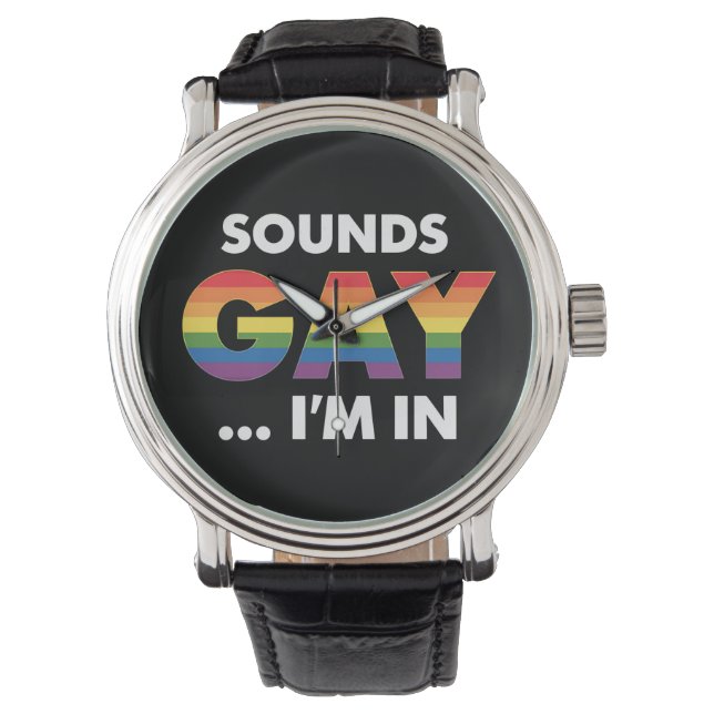 Klinkt Gay Ik ben Rainbow LGBTQ Pride Horloge (Voorkant)