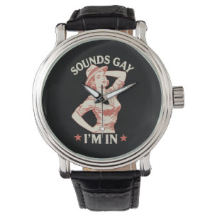 Klinkt Gay Ik Doe Mee Lesbische Cowgirl Hoezee LGB Horloge