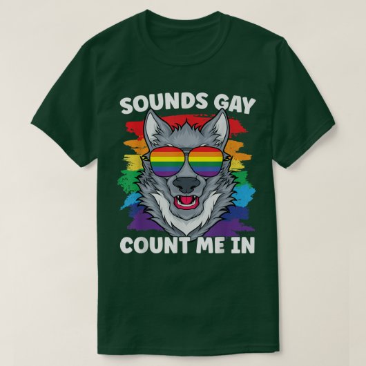Klinkt Gay Pride Wolf Rainbow Flag LGBT Community T-shirt (Design voorkant)