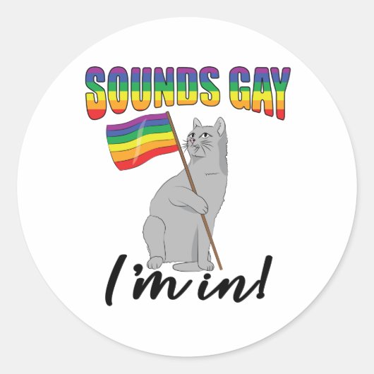 Klinkt goed dat ik in de kat zit ronde sticker (Voorkant)