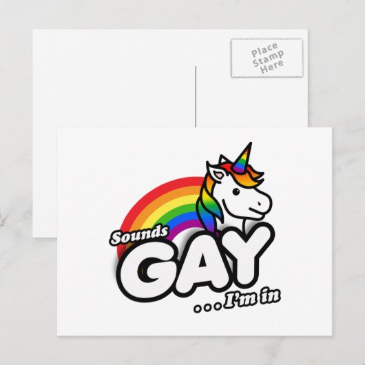 Klinkt goed, ik ben in Cute Unicorn Rainbow Briefkaart (Voorkant / Achterkant)