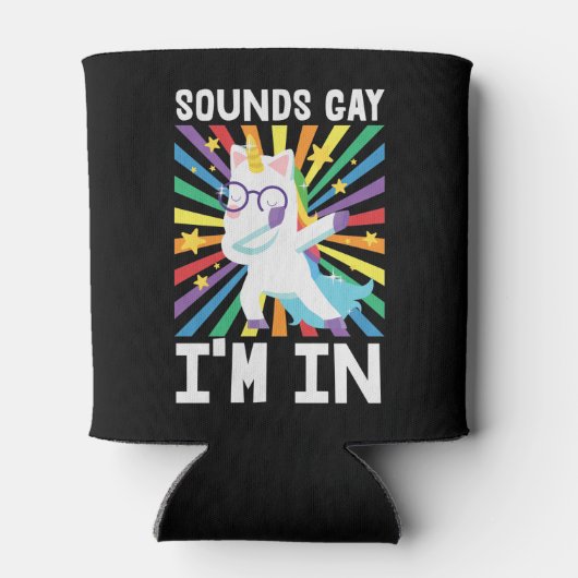 Klinkt homo Ik ben in LGBT-regenboogeenhoorn Blikjeskoeler (Achterkant)