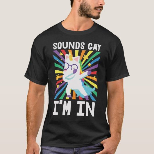 Klinkt homo Ik ben in LGBT-regenboogeenhoorn T-shirt (Voorkant)
