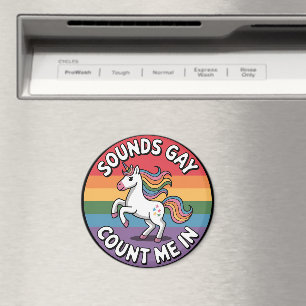 Klinkt homo, tel mij mee Eenhoorn Regenboog vlag L Magneet
