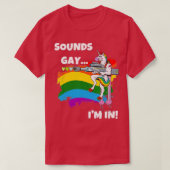 Klinkt homo's in Funny Pride Unicorn Rainbow T-shirt (Design voorkant)