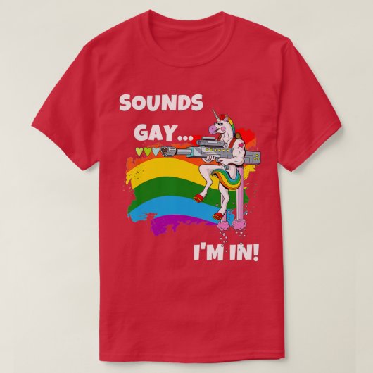 Klinkt homo's in Funny Pride Unicorn Rainbow T-shirt (Design voorkant)