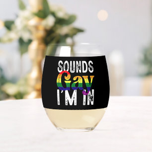 Klinkt Homoseksueel, ik doe mee met Regenboog LGBT Wijnglas Zonder Voet