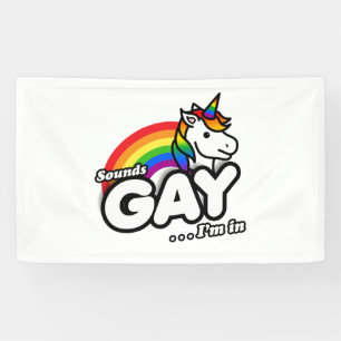Klinkt Homoseksueel, Ik Doe Mee - Schattig Eenhoor Spandoek