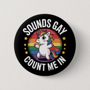 Klinkt Homoseksueel Tel Mij Maar Mee Eenhoorn Rege Ronde Button 5,7 Cm