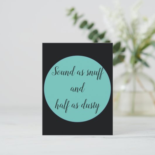 Klinkt net zo snuff en half zo stoffig briefkaart (Staand voorkant)