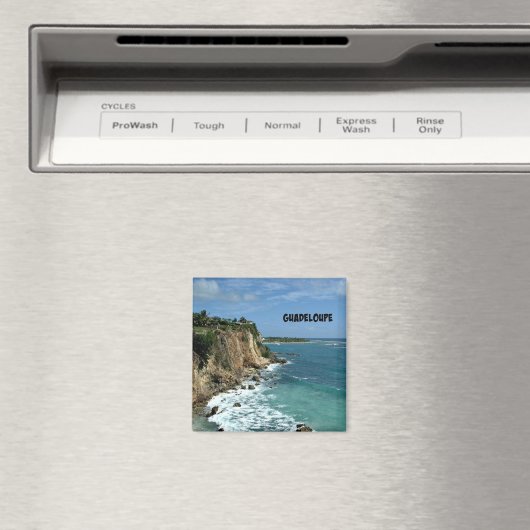 Klippen in Guadeloupe, gelabeld Magneet (Insitu (Vaatwasser))