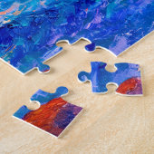 Klippen in vurige zonsondergang Impressionistisch Legpuzzel (Zijkant)