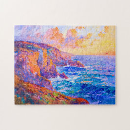 Klippen in vurige zonsondergang Impressionistisch  Legpuzzel