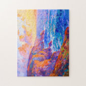 Klippen in vurige zonsondergang Impressionistisch Legpuzzel (Verticaal)