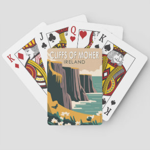 Klippen van Moher Ierland Bloemige Reis Kunst Vint Pokerkaarten
