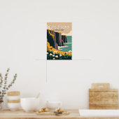 Klippen van Moher Ierland Bloemige Reis Kunst Vint Poster (Keuken)