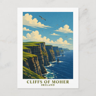 Klippen van Moher Ierland County Clare Retro Reis Briefkaart