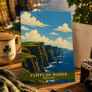 Klippen van Moher Ierland County Clare Retro Reis Briefkaart