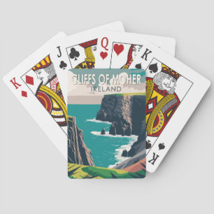 Klippen van Moher Ierland Reis Kunst Vintage Pokerkaarten