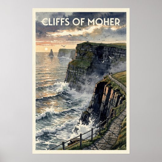 Klippen van Moher Ierland Reis uit het verleden Poster (Voorkant)