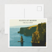 Klippen van Moher, Ierland Retro Stijl Briefkaart (Voorkant / Achterkant)
