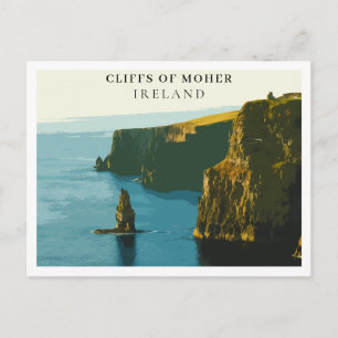 Klippen van Moher, Ierland Retro Stijl Briefkaart