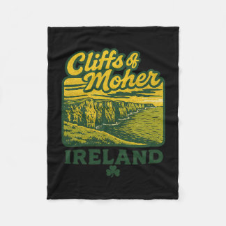 Klippen Van Moher Ierland Retro Vakantie Landmark  Fleece Deken
